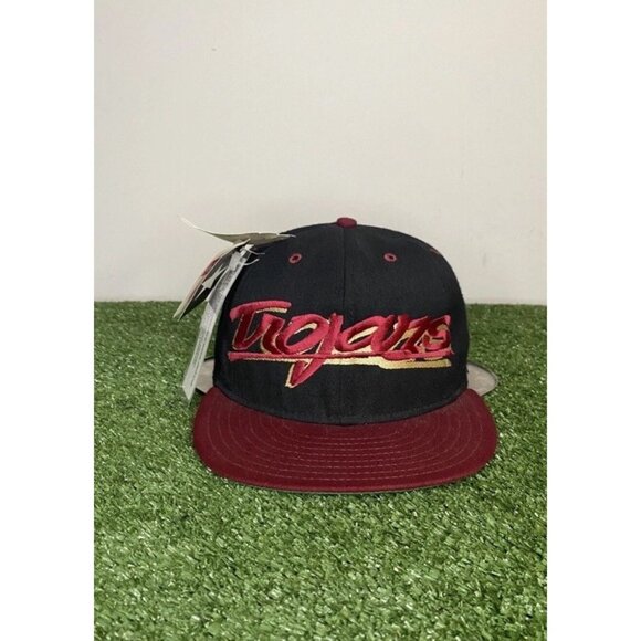 Vintage USC Trojans hat cap snap back black script deadstock football mens wool - Picture 1 of 9